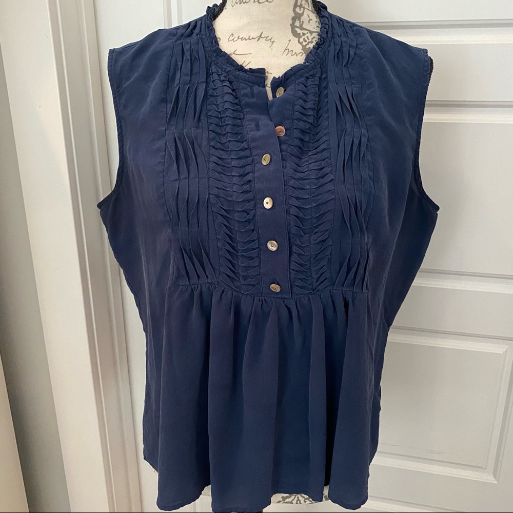 Coldwater Creek navy silk blouse